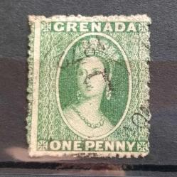 KAMPANYALI ÜRÜN: İngiliz Sömürgesi , Grenada1861-80 ,  Kraliçe Victoria Calon , 1d yeşil