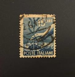 İtalya Pulu - Italy Stamp -  Postadan Geçmiş Pul Filateli - DAMGALI - ZEYTİN AĞACI DİKİMİ TEMALI PUL , 15 PARA - YABANCI PULLAR -NOSTALJİK DOĞUM GÜNÜ HEDİYESİ