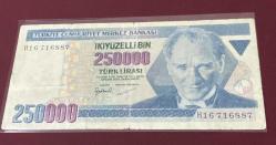 TÜRKİYE CUMHURİYETİ 7. EMİSYON 250 BİN TÜRK LİRASI
