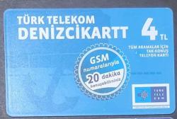 TELEFON KARTI DENİZCİKART Kalın Çipli  PTT KONTÖRLÜ KART TÜRK TELEKOM 2014 denizci kart