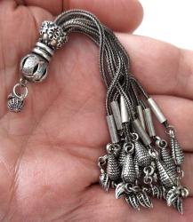 OSMANLI DÖNEMİ ANTİK MUHTEŞEM GÜMÜŞ SARAYSAL TESPİH PÜSKÜLÜ 2WW1RR1 PEK ÇIKMAZ