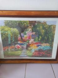 Tanınmış fransiz ressam nicole clement pastel baskı 80x58cm tablo.Masif çerçeve