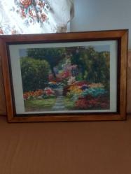 Tanınmış fransiz ressam nicole clement pastel baskı 80x58cm tablo.Masif çerçeve