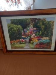 Tanınmış fransiz ressam nicole clement pastel baskı 80x58cm tablo.Masif çerçeve