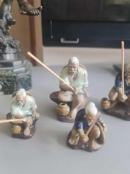 4 adet çinli balıkçı vintage biblo
