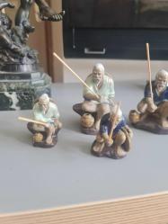 4 adet çinli balıkçı vintage biblo