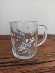 vintage Bugs Bunny orijinal kulplu cam bardak kupa & 9.5 cm