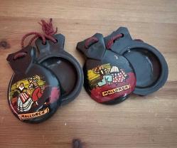 Vintage 70'ler Orijinal El boyama İspanyol Kastanyet,Koleksiyonluk