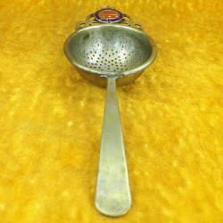 R.M.S. CARONIA EL YAPIMI MİNE ARMALI , İNGİLİZ YOLCU GEMİSİNDEN ÇIKMA GÜMÜŞ KAPLAMA METAL ANTİKA ÇAY SÜZGEÇİ