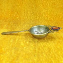 R.M.S. CARONIA EL YAPIMI MİNE ARMALI , İNGİLİZ YOLCU GEMİSİNDEN ÇIKMA GÜMÜŞ KAPLAMA METAL ANTİKA ÇAY SÜZGEÇİ
