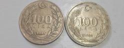 TÜRKİYE CUMHURİYETİ 100 LİRA 1986  ( YÜZ RAKAMI BÜYÜK AYRICA AYYILDIZ ÇERÇEVEYE YAKINDIR)