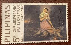 1967.BATAAN SAVAŞI.TABLO.FİLİPİNLER. TEK PUL.DAMGALI