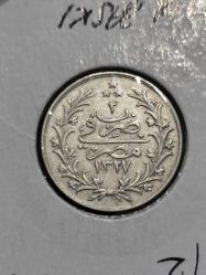 Sultan Reşat 1327/2 Mısır Baskı Gümüş 2 Kuruş