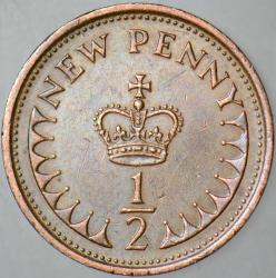 BİRLEŞİK KRALLIK YARIM PENNY 1976 KRALİÇE II. ELİZABETH. İNGİLTERE 17,14 mm.