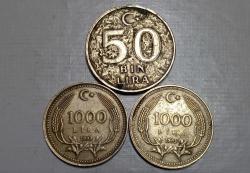 TÜRKİYE CUMHURİYETİ 1000 LİRA 1991 -1993  50 BİN LİRA 1999
