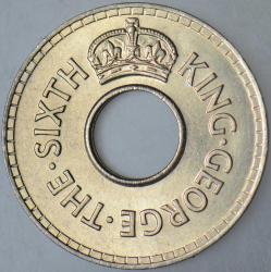 FİJİ YARIM PENNY 1952 KRAL 6. GEORGE DÖNEMİ. ÇİL.