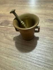 Antika Mini Pirinç Havan ve Tokmak Seti  Boy 5 cm Ağız çapı 5 cm