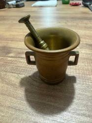 Antika Mini Pirinç Havan ve Tokmak Seti  Boy 5 cm Ağız çapı 5 cm