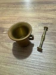 Antika Mini Pirinç Havan ve Tokmak Seti  Boy 5 cm Ağız çapı 5 cm
