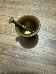 Antika Mini Pirinç Havan ve Tokmak Seti  Boy 5 cm Ağız çapı 5 cm