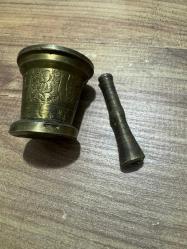 Antika Mini Pirinç Havan ve Tokmak Seti  Boy 5 cm Ağız çapı 5 cm