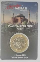TÜRKİYE  2020  1  TL  HATIRA  AYASOFYA  ÖZEL KAPAMASINDA