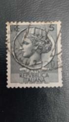 LOT.7 » 1953 YILI İTALYA  Syracuse Parası 5 LİRETLİK DAMGALI  ŞARNİYERSİZ