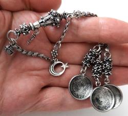 OSMANLI DÖNEMİ ANTİK MUHTEŞEM GÜMÜŞ MÜTHİŞ KAKMA İŞLEMELİ SARAYSAL TESPİH PÜSKÜLÜ 2EE1UU1 PEK ÇIKMAZ