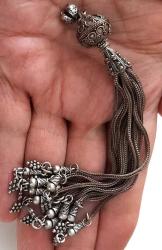 OSMANLI DÖNEMİ ANTİK MUHTEŞEM GÜMÜŞ MÜTHİŞ KAKMA MOTİF İŞLEMELİ SARAYSAL TESPİH PÜSKÜLÜ 1RRR1A1A1 PEK ÇIKMAZ