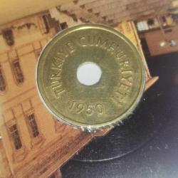 TÜRKİYE  1950  2,5  KURUŞ  ÖZEL KAPAMASINDA