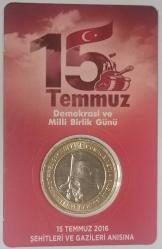 LOT.15 » TÜRKİYE  2016   1   LİRA     HATIRA  15  TEMMUZ  ŞEHİTLERİ    ÖZEL KAPAMASINDA