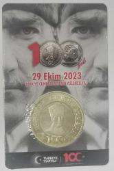 LOT.16 » TÜRKİYE  2023    5  LİRA     HATIRA   TÜRKİYE CUMHURİYETİNİN 100. YILI   ÖZEL KAPAMASINDA