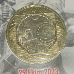 TÜRKİYE  2023    5  LİRA     HATIRA   TÜRKİYE CUMHURİYETİNİN 100. YILI   ÖZEL KAPAMASINDA