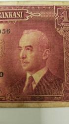 2.EMİSYON 1.TERTİP İNÖNÜ 1 BİR TÜRK LİRASI SERİ NO  B20 362056 TEMİZ MERTEBESİNDE 350