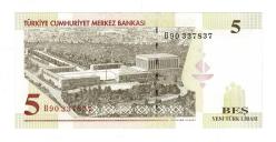 8.Emisyon 1.Tertip 5 Yeni Türk Lirası (5 YTL) Seri B90 - ÇİL TCK10206