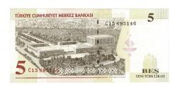 8.Emisyon 1.Tertip 5 Yeni Türk Lirası (5 YTL) Seri C15 - ÇİL TCK10207