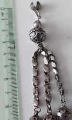 OSMANLI DÖNEMİ ANTİK MUHTEŞEM GÜMÜŞ MÜTHİŞ MOTİF İŞLEMELİ SARAYSAL TESPİH PÜSKÜLÜ OÖU1AA PEK ÇIKMAZ