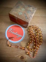 Mehmet Kar usta logolu kehribar tespih,Vintage Kutu Hediyeli