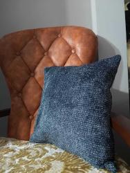 El Yapımı - Handmade 2'li Mavi ve Yeşil Kırçıllı Kırlent Kılıfı - (Yastık Görsel Amaçlıdır)