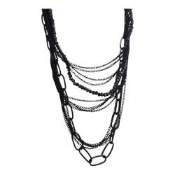 Çok Katmanlı Gotik Siyah Zincir Kolye