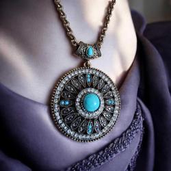Firuze Taşlı Bohem Kolye