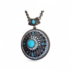 Firuze Taşlı Bohem Kolye