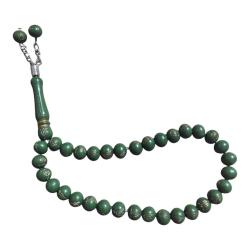 Yeşil Lale İşlemeli Tesbih 33'lük