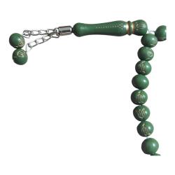 Yeşil Lale İşlemeli Tesbih 33'lük