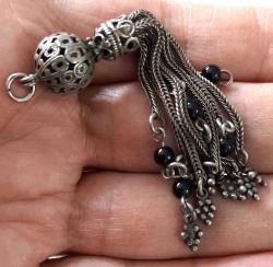 OSMANLI DÖNEMİ ANTİK MUHTEŞEM GÜMÜŞ MÜTHİŞ MOTİF İŞLEMELİ SARAYSAL TESPİH PÜSKÜLÜ VVV1W2 PEK ÇIKMAZ