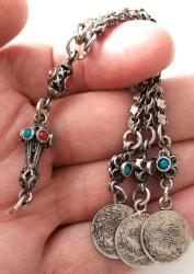 OSMANLI DÖNEMİ ANTİK MUHTEŞEM GÜMÜŞ MÜTHİŞ MOTİF İŞLEMELİ SARAYSAL TESPİH PÜSKÜLÜ 1A1A1R1R PEK ÇIKMAZ