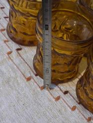 Vintage 1970's Amber Rengi Su Takımı Sürahi 23 cm litre bardaklar 9cm