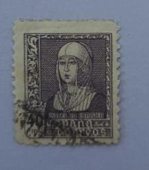 İspanya _ Kraliçe İsabella _ damgalı pul