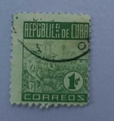 Küba_ damgalı pul