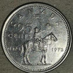 KANADA  1973  25  CENT  HATIRA 100. Yıl - Kanada Kraliyet Atlı Polisi